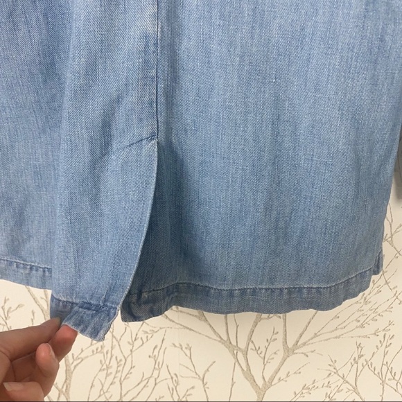 J. JILL Denim Cotton Linen 2-Button Blazer Shacket Jacket XS Contrast cuffs - Picture 9 of 14